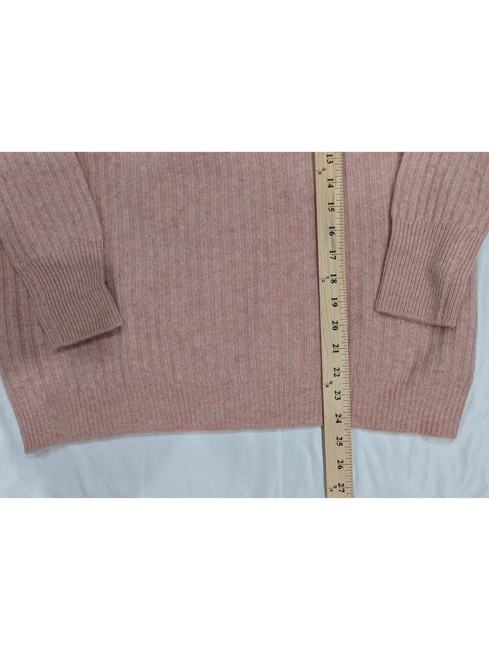 Liny Xin 100% Merino Wool Ribbed Turtleneck Sweater Pink Tagged XXL Fits US L/XL - Picture 6 of 10